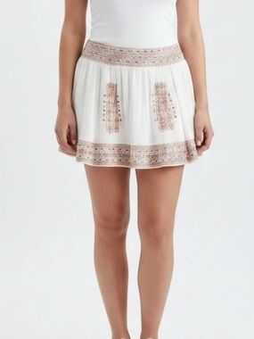 Joie White Embroidered Skirt